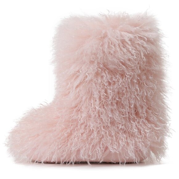 Women's Faux Fur Mid Calf Winter Boots Platform Slip-On Snow Booties